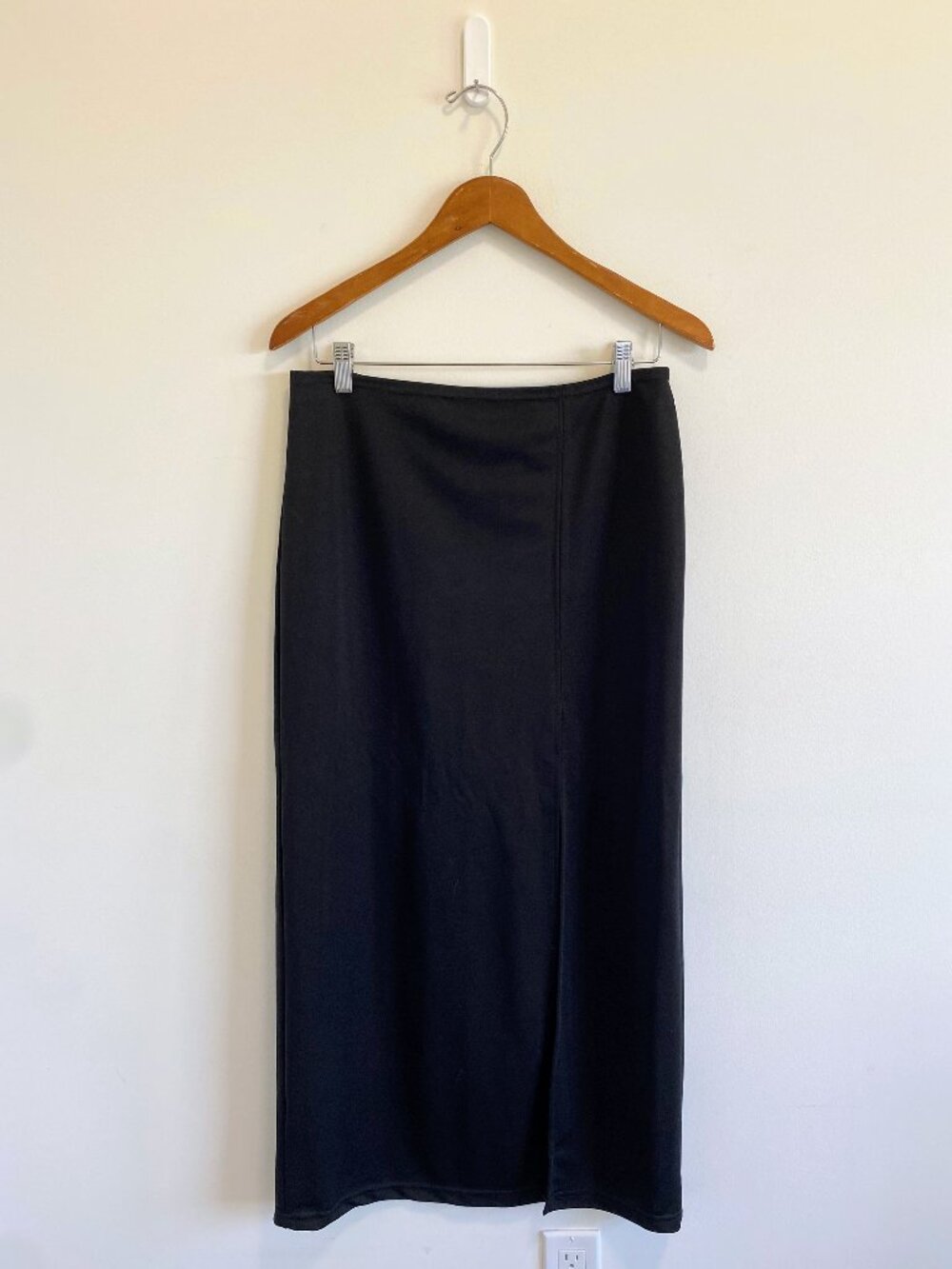 Vintage Black Maxi Skirt w/ Side Slit / Y2K / Made in Canada